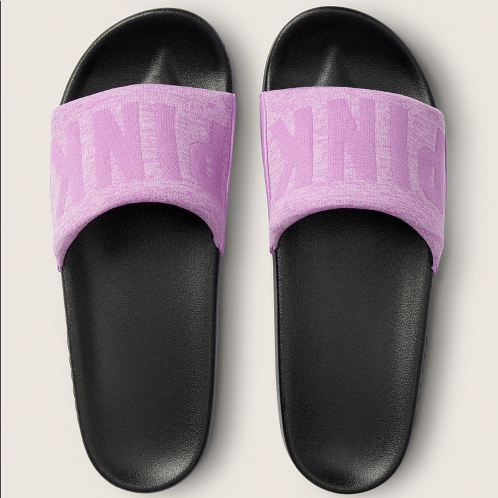 💗VS PINK PURPLE KNIT SEAMLESS LOGO ACTIVE SLIDES - Picture 3 of 6